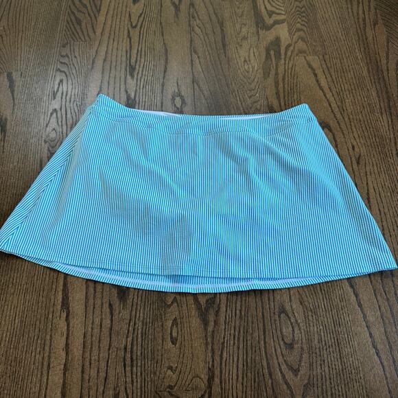 Lands End Womens Blue Striped Swim Skirt Attached Brief Suit Bottom Size 20W - Picture 1 of 9